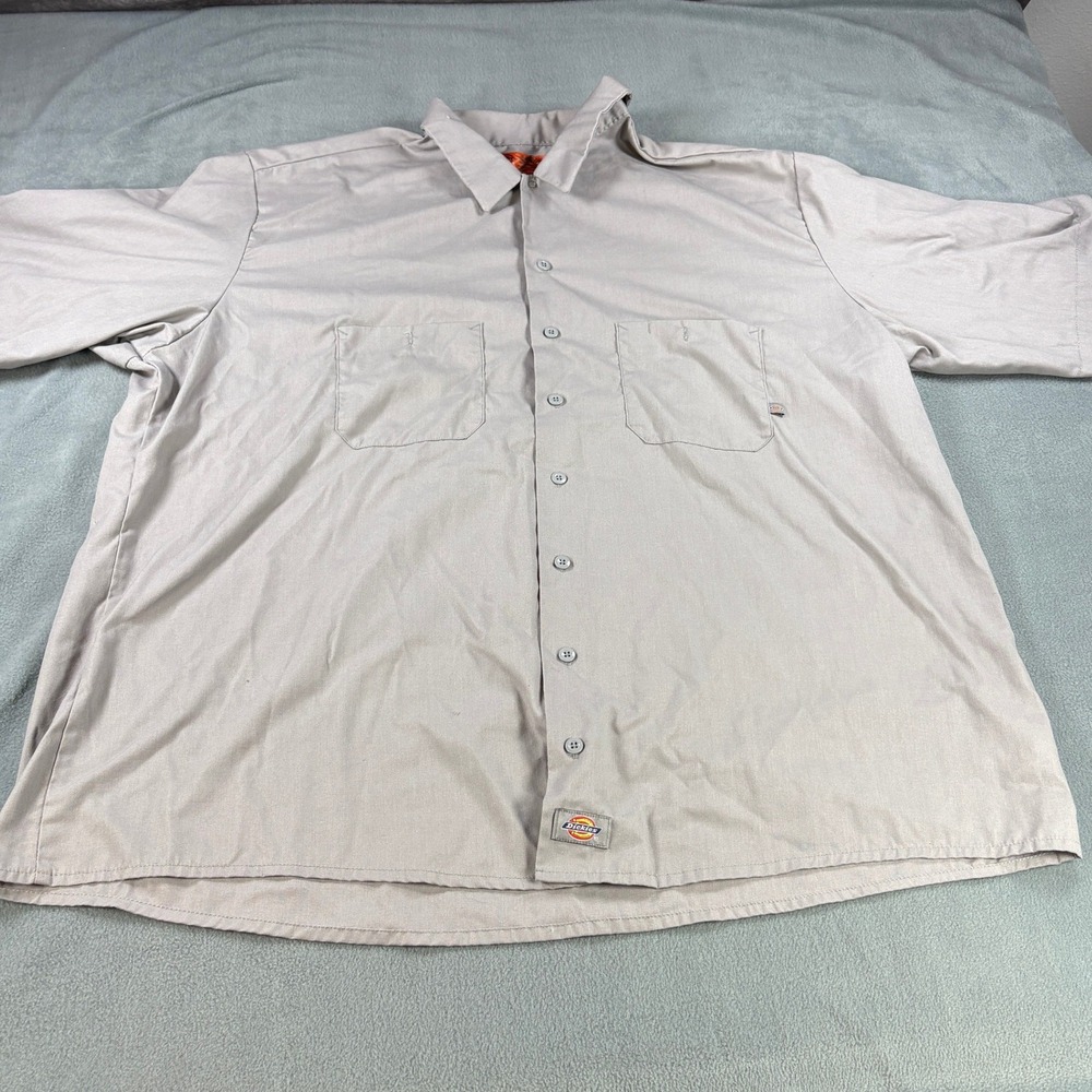 Dickies Mens 4X Short Sleeve Work Shirt Gray Button Up LS535GG Pocket Utility
